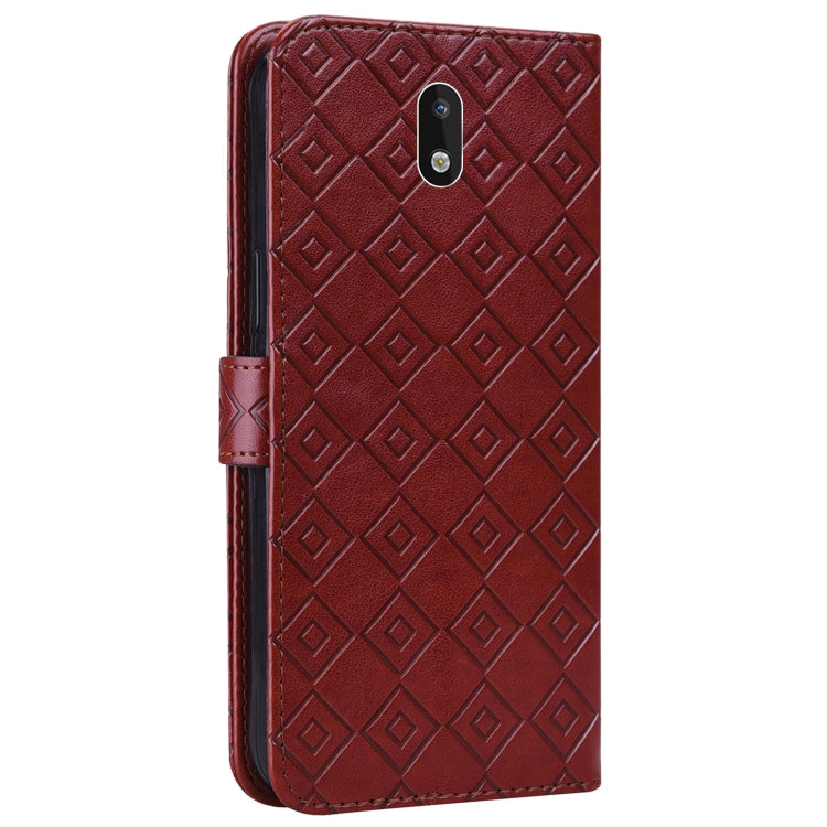For Nokia 1.3 Embossed Big Small Concentric Squares Pattern Horizontal Flip Leather Case with Card Slot & Holder & Wallet
