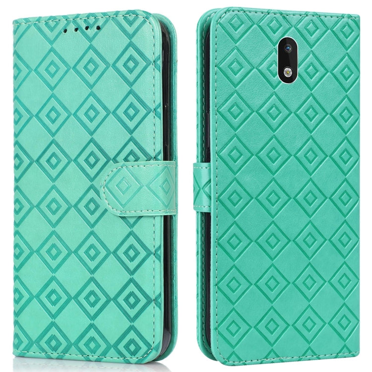 For Nokia 1.3 Embossed Big Small Concentric Squares Pattern Horizontal Flip Leather Case with Card Slot & Holder & Wallet