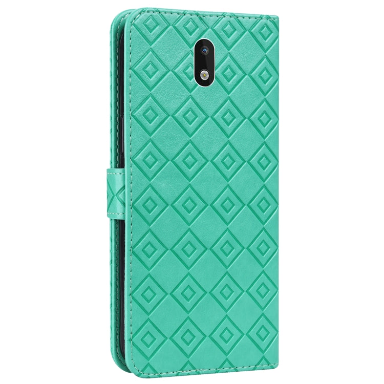 For Nokia 1.3 Embossed Big Small Concentric Squares Pattern Horizontal Flip Leather Case with Card Slot & Holder & Wallet