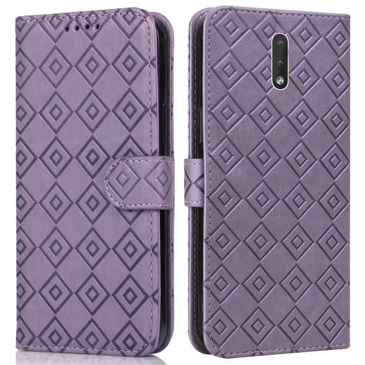 For Nokia 2.3 Embossed Big Small Concentric Squares Pattern Horizontal Flip Leather Case with Card Slot & Holder & Wallet