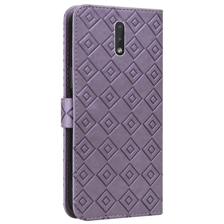 For Nokia 2.3 Embossed Big Small Concentric Squares Pattern Horizontal Flip Leather Case with Card Slot & Holder & Wallet