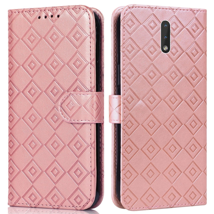 For Nokia 2.3 Embossed Big Small Concentric Squares Pattern Horizontal Flip Leather Case with Card Slot & Holder & Wallet