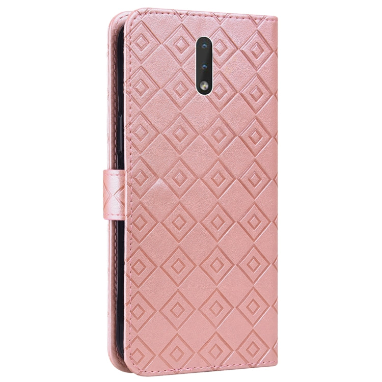 For Nokia 2.3 Embossed Big Small Concentric Squares Pattern Horizontal Flip Leather Case with Card Slot & Holder & Wallet