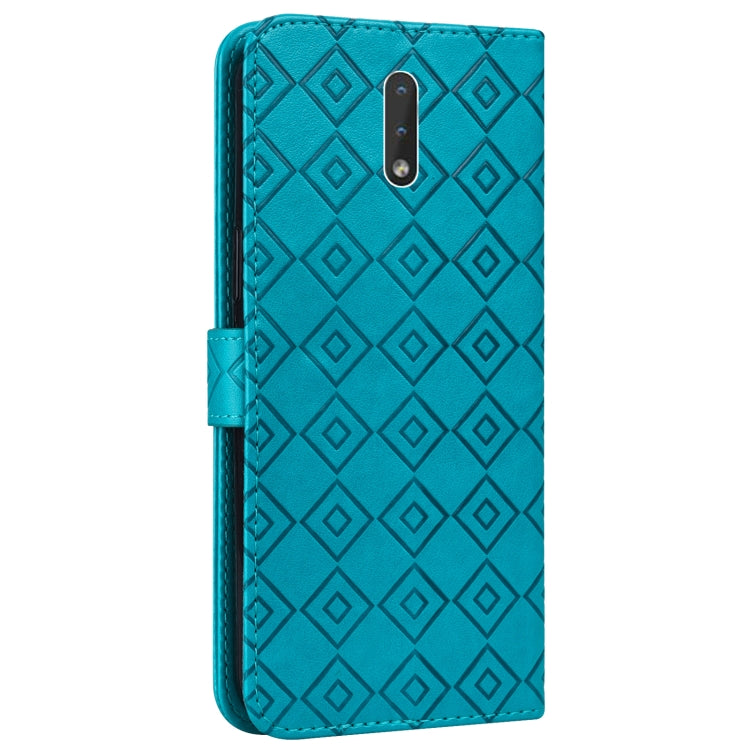 For Nokia 2.3 Embossed Big Small Concentric Squares Pattern Horizontal Flip Leather Case with Card Slot & Holder & Wallet