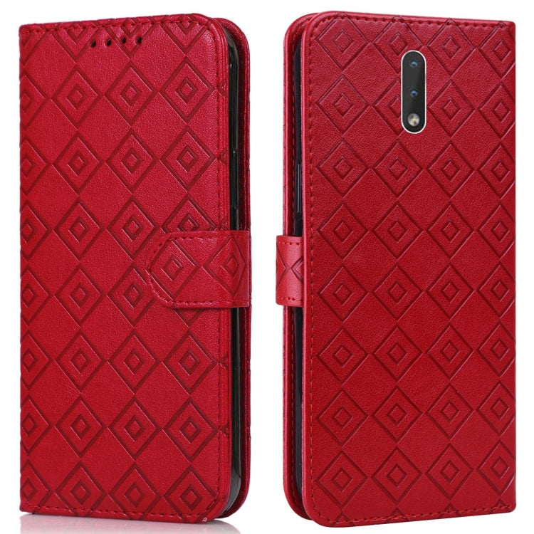 For Nokia 2.3 Embossed Big Small Concentric Squares Pattern Horizontal Flip Leather Case with Card Slot & Holder & Wallet