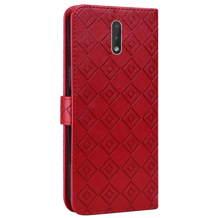 For Nokia 2.3 Embossed Big Small Concentric Squares Pattern Horizontal Flip Leather Case with Card Slot & Holder & Wallet