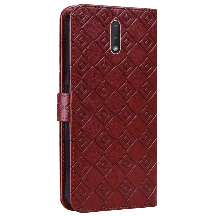 For Nokia 2.3 Embossed Big Small Concentric Squares Pattern Horizontal Flip Leather Case with Card Slot & Holder & Wallet