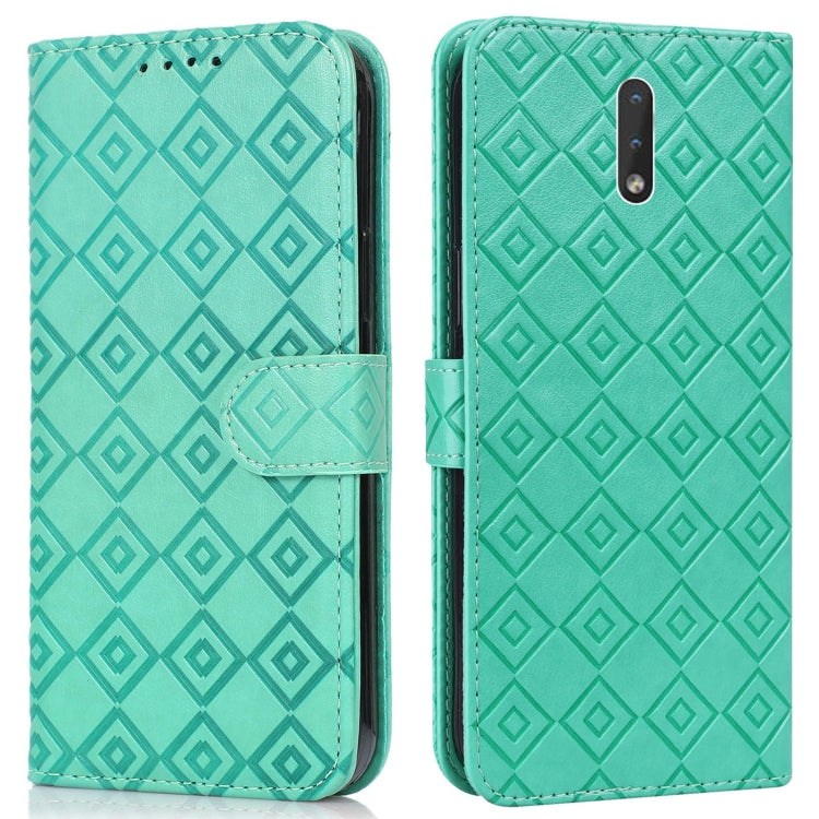 For Nokia 2.3 Embossed Big Small Concentric Squares Pattern Horizontal Flip Leather Case with Card Slot & Holder & Wallet