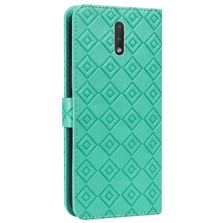 For Nokia 2.3 Embossed Big Small Concentric Squares Pattern Horizontal Flip Leather Case with Card Slot & Holder & Wallet