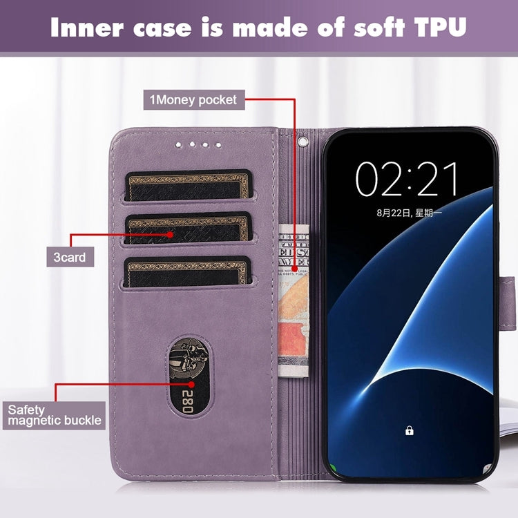 For Nokia 2.4 Embossed Big Small Concentric Squares Pattern Horizontal Flip Leather Case with Card Slot & Holder & Wallet