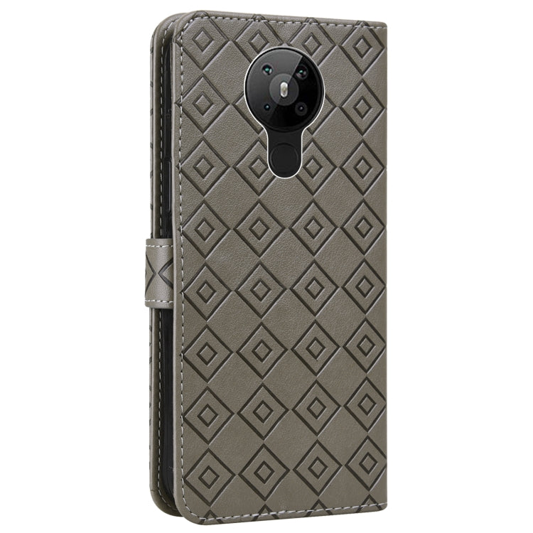 For Nokia 5.3 Embossed Big Small Concentric Squares Pattern Horizontal Flip Leather Case with Card Slot & Holder & Wallet