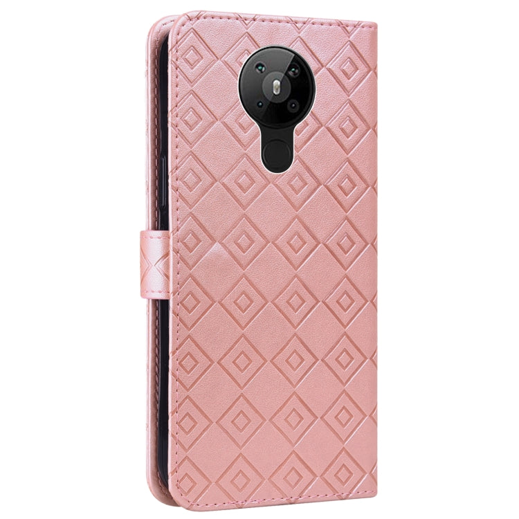 For Nokia 5.3 Embossed Big Small Concentric Squares Pattern Horizontal Flip Leather Case with Card Slot & Holder & Wallet