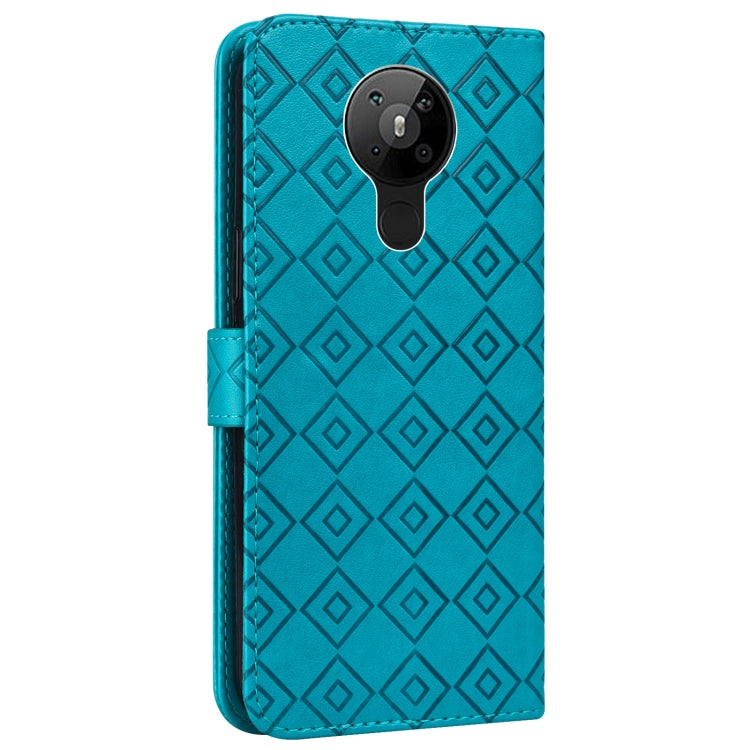 For Nokia 5.3 Embossed Big Small Concentric Squares Pattern Horizontal Flip Leather Case with Card Slot & Holder & Wallet