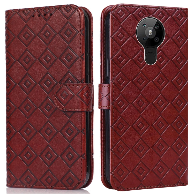 For Nokia 5.3 Embossed Big Small Concentric Squares Pattern Horizontal Flip Leather Case with Card Slot & Holder & Wallet