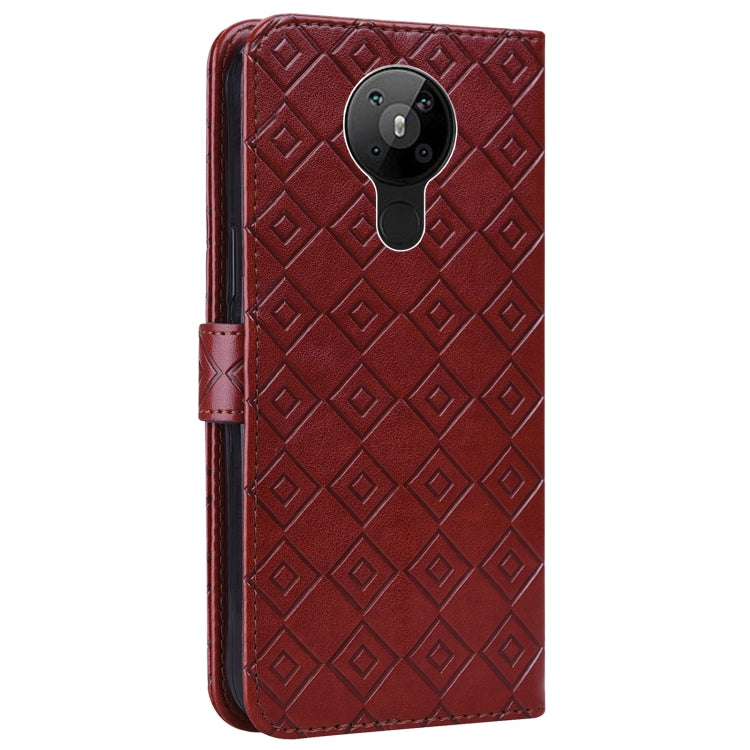 For Nokia 5.3 Embossed Big Small Concentric Squares Pattern Horizontal Flip Leather Case with Card Slot & Holder & Wallet