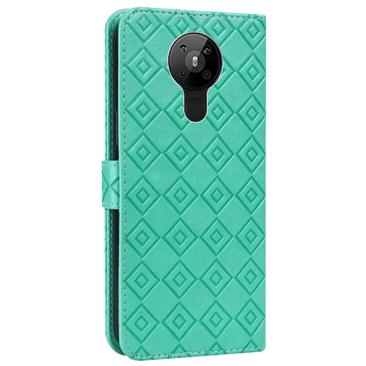 For Nokia 5.3 Embossed Big Small Concentric Squares Pattern Horizontal Flip Leather Case with Card Slot & Holder & Wallet