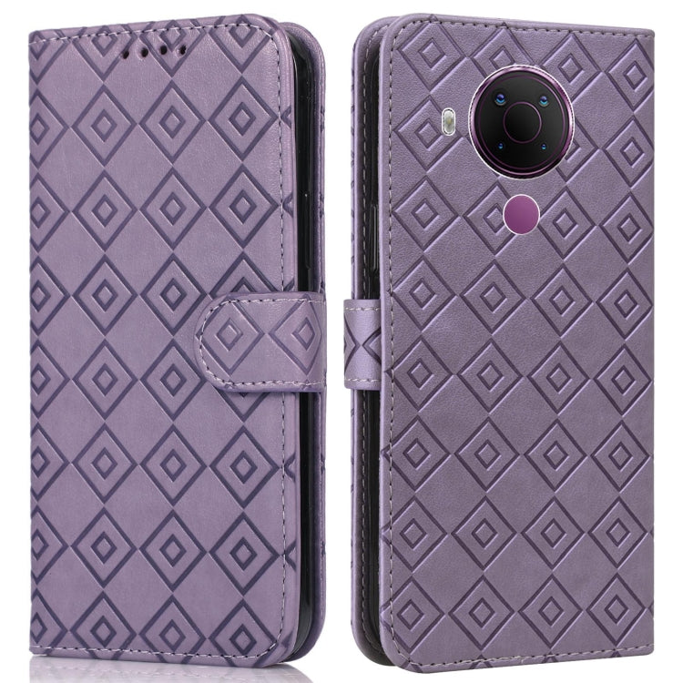 For Nokia 5.4 / 3.4 Embossed Big Small Concentric Squares Pattern Horizontal Flip Leather Case with Card Slot & Holder & Wallet