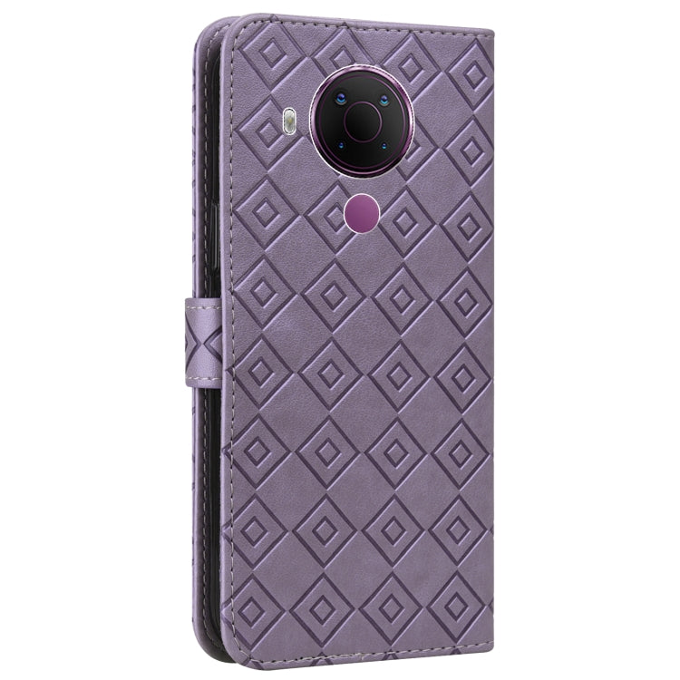 For Nokia 5.4 / 3.4 Embossed Big Small Concentric Squares Pattern Horizontal Flip Leather Case with Card Slot & Holder & Wallet