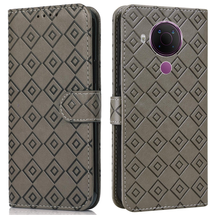For Nokia 5.4 / 3.4 Embossed Big Small Concentric Squares Pattern Horizontal Flip Leather Case with Card Slot & Holder & Wallet
