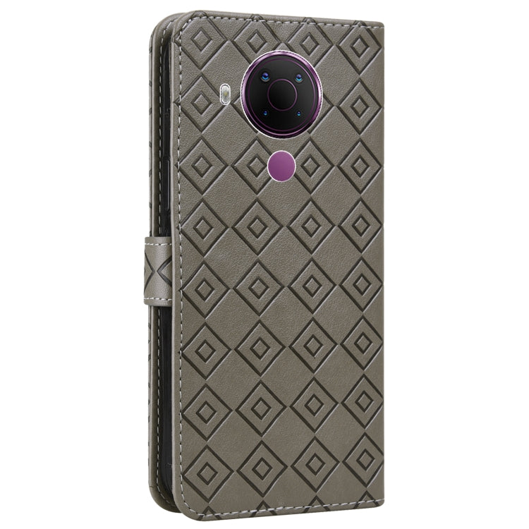 For Nokia 5.4 / 3.4 Embossed Big Small Concentric Squares Pattern Horizontal Flip Leather Case with Card Slot & Holder & Wallet