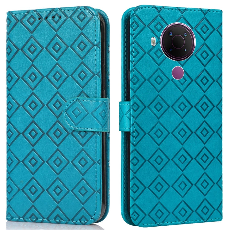 For Nokia 5.4 / 3.4 Embossed Big Small Concentric Squares Pattern Horizontal Flip Leather Case with Card Slot & Holder & Wallet