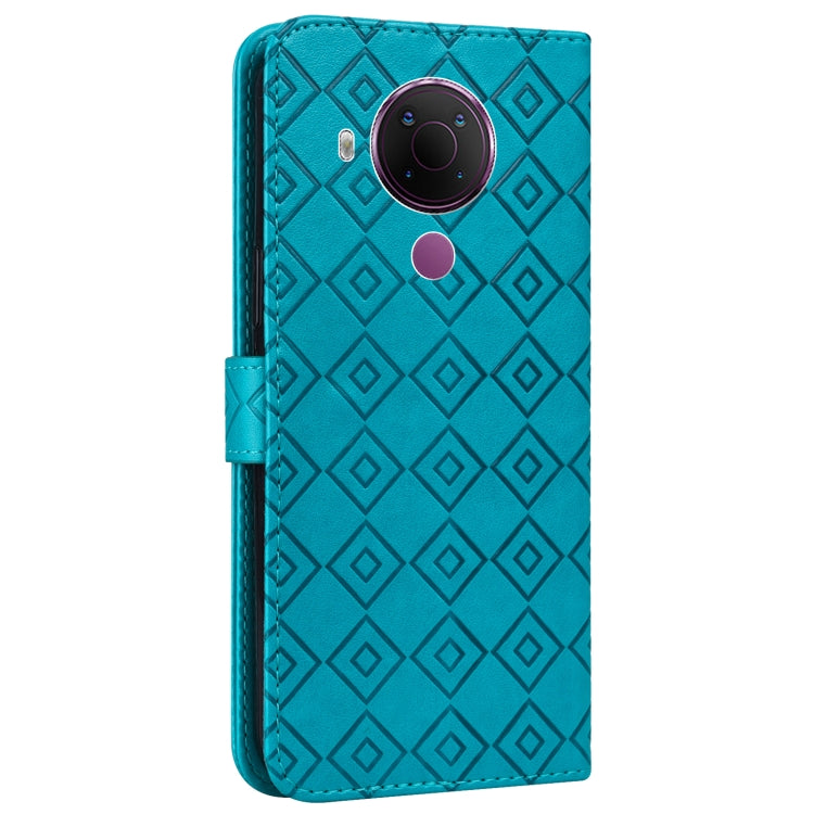 For Nokia 5.4 / 3.4 Embossed Big Small Concentric Squares Pattern Horizontal Flip Leather Case with Card Slot & Holder & Wallet