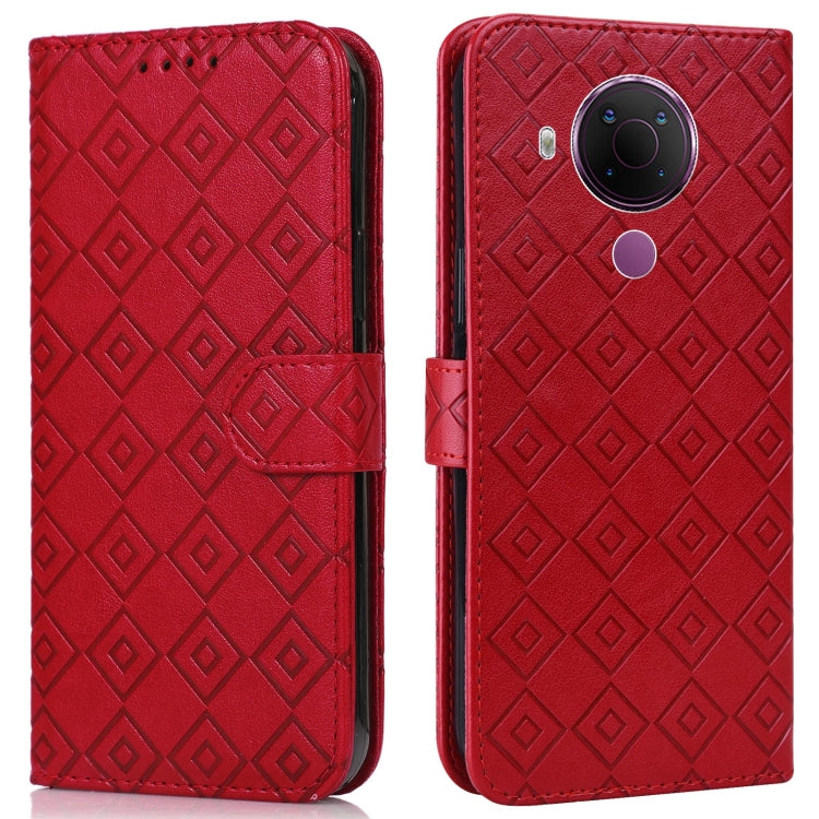 For Nokia 5.4 / 3.4 Embossed Big Small Concentric Squares Pattern Horizontal Flip Leather Case with Card Slot & Holder & Wallet