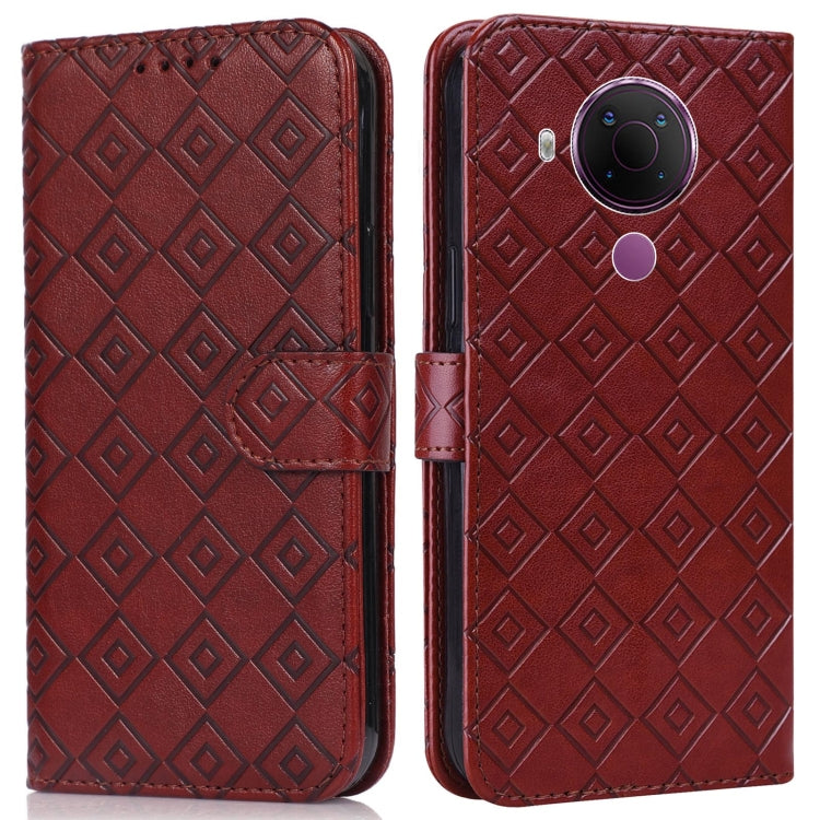 For Nokia 5.4 / 3.4 Embossed Big Small Concentric Squares Pattern Horizontal Flip Leather Case with Card Slot & Holder & Wallet