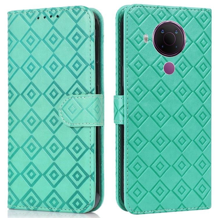 For Nokia 5.4 / 3.4 Embossed Big Small Concentric Squares Pattern Horizontal Flip Leather Case with Card Slot & Holder & Wallet