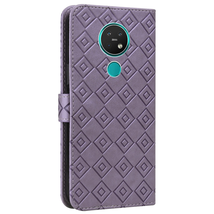 For Nokia 7.2 / 6.2 Embossed Big Small Concentric Squares Pattern Horizontal Flip Leather Case with Card Slot & Holder & Wallet