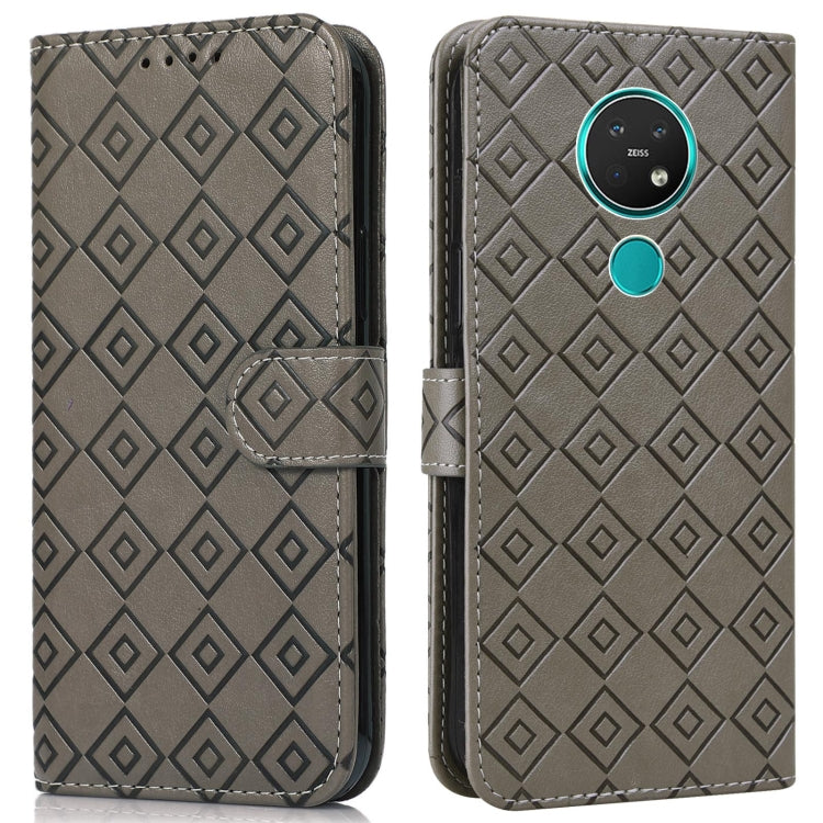 For Nokia 7.2 / 6.2 Embossed Big Small Concentric Squares Pattern Horizontal Flip Leather Case with Card Slot & Holder & Wallet