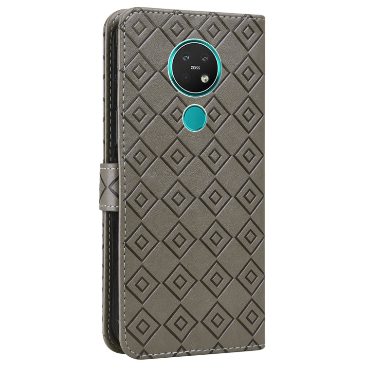 For Nokia 7.2 / 6.2 Embossed Big Small Concentric Squares Pattern Horizontal Flip Leather Case with Card Slot & Holder & Wallet