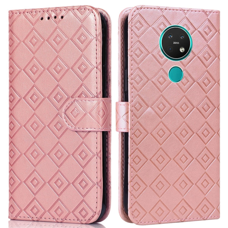 For Nokia 7.2 / 6.2 Embossed Big Small Concentric Squares Pattern Horizontal Flip Leather Case with Card Slot & Holder & Wallet
