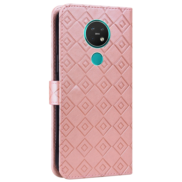 For Nokia 7.2 / 6.2 Embossed Big Small Concentric Squares Pattern Horizontal Flip Leather Case with Card Slot & Holder & Wallet