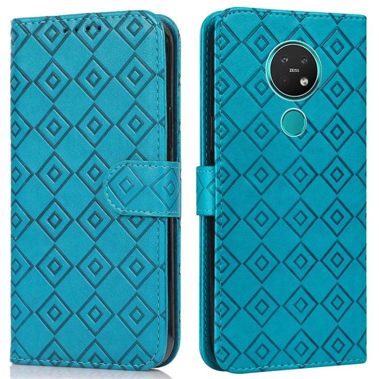 For Nokia 7.2 / 6.2 Embossed Big Small Concentric Squares Pattern Horizontal Flip Leather Case with Card Slot & Holder & Wallet