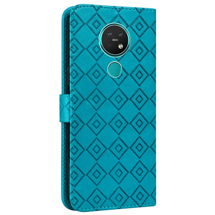 For Nokia 7.2 / 6.2 Embossed Big Small Concentric Squares Pattern Horizontal Flip Leather Case with Card Slot & Holder & Wallet