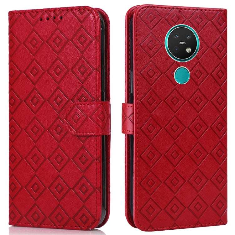For Nokia 7.2 / 6.2 Embossed Big Small Concentric Squares Pattern Horizontal Flip Leather Case with Card Slot & Holder & Wallet