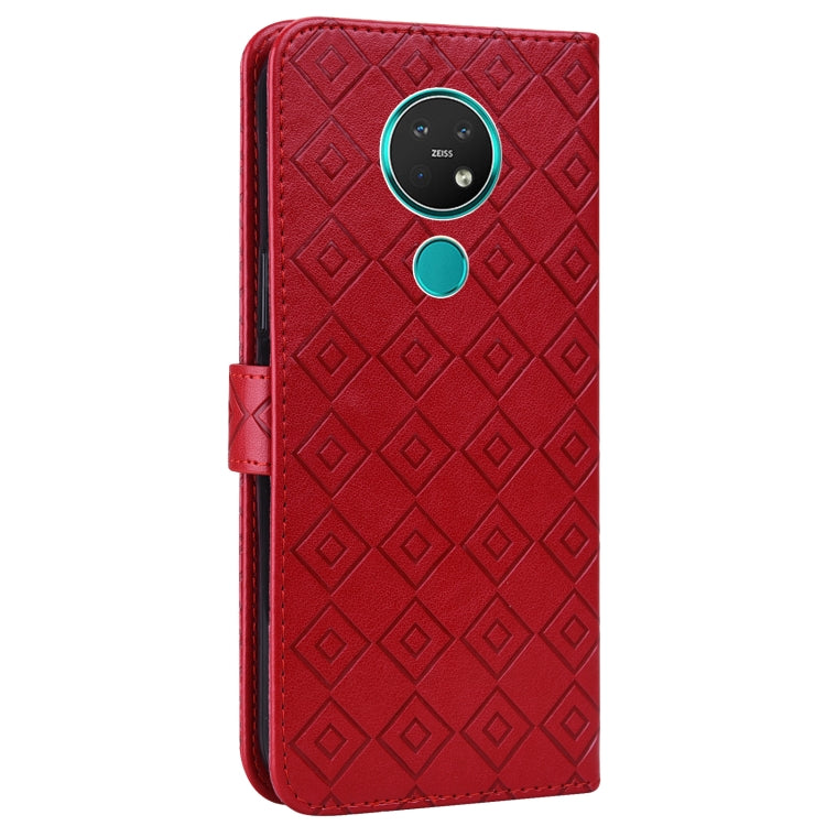 For Nokia 7.2 / 6.2 Embossed Big Small Concentric Squares Pattern Horizontal Flip Leather Case with Card Slot & Holder & Wallet