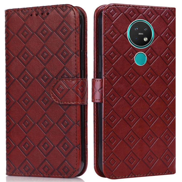For Nokia 7.2 / 6.2 Embossed Big Small Concentric Squares Pattern Horizontal Flip Leather Case with Card Slot & Holder & Wallet