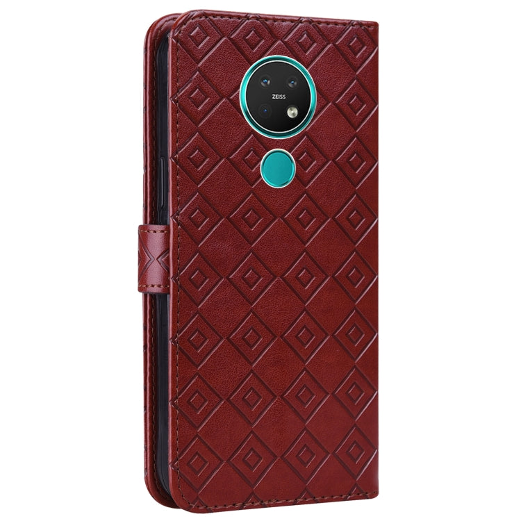 For Nokia 7.2 / 6.2 Embossed Big Small Concentric Squares Pattern Horizontal Flip Leather Case with Card Slot & Holder & Wallet