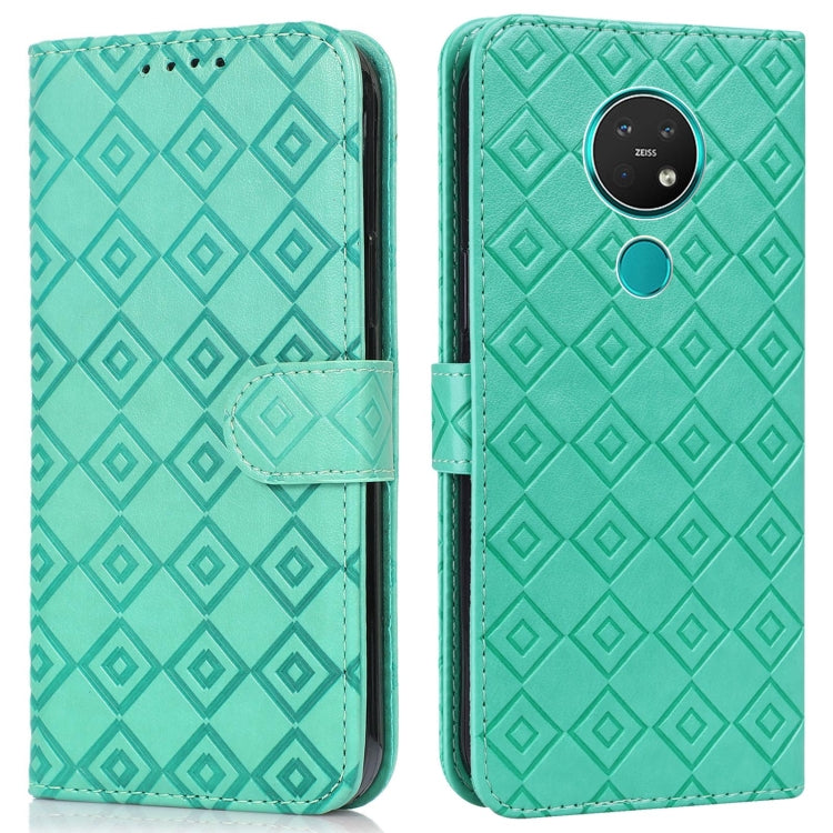 For Nokia 7.2 / 6.2 Embossed Big Small Concentric Squares Pattern Horizontal Flip Leather Case with Card Slot & Holder & Wallet