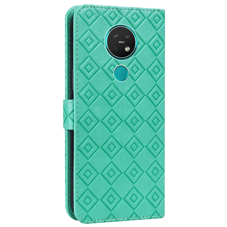 For Nokia 7.2 / 6.2 Embossed Big Small Concentric Squares Pattern Horizontal Flip Leather Case with Card Slot & Holder & Wallet