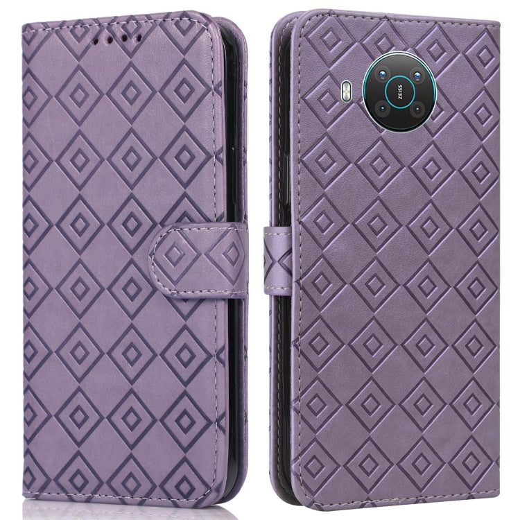 For Nokia X20 / X10 Embossed Big Small Concentric Squares Pattern Horizontal Flip Leather Case with Card Slot & Holder & Wallet