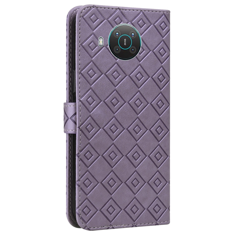 For Nokia X20 / X10 Embossed Big Small Concentric Squares Pattern Horizontal Flip Leather Case with Card Slot & Holder & Wallet