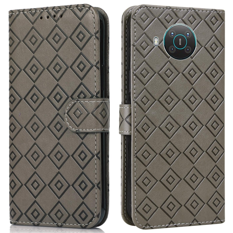 For Nokia X20 / X10 Embossed Big Small Concentric Squares Pattern Horizontal Flip Leather Case with Card Slot & Holder & Wallet