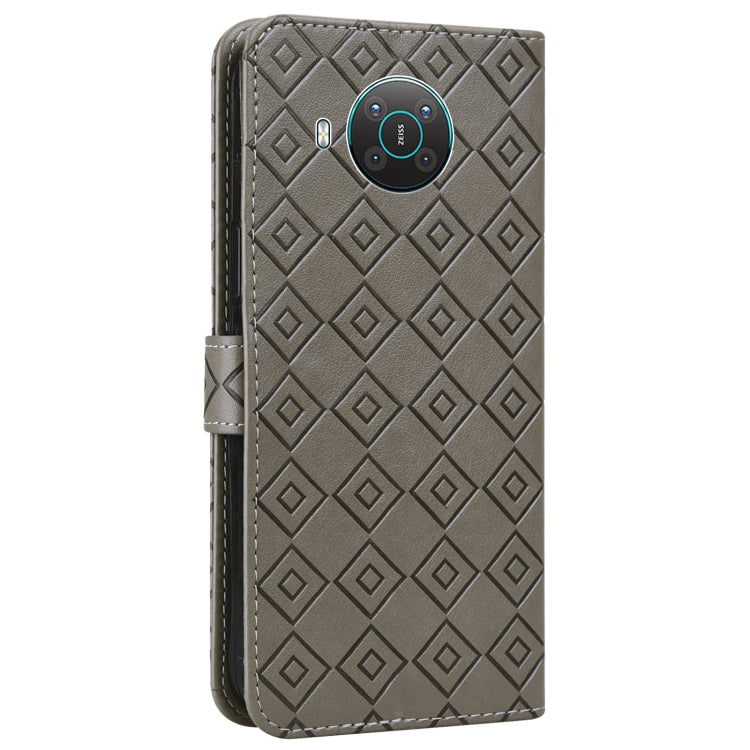 For Nokia X20 / X10 Embossed Big Small Concentric Squares Pattern Horizontal Flip Leather Case with Card Slot & Holder & Wallet