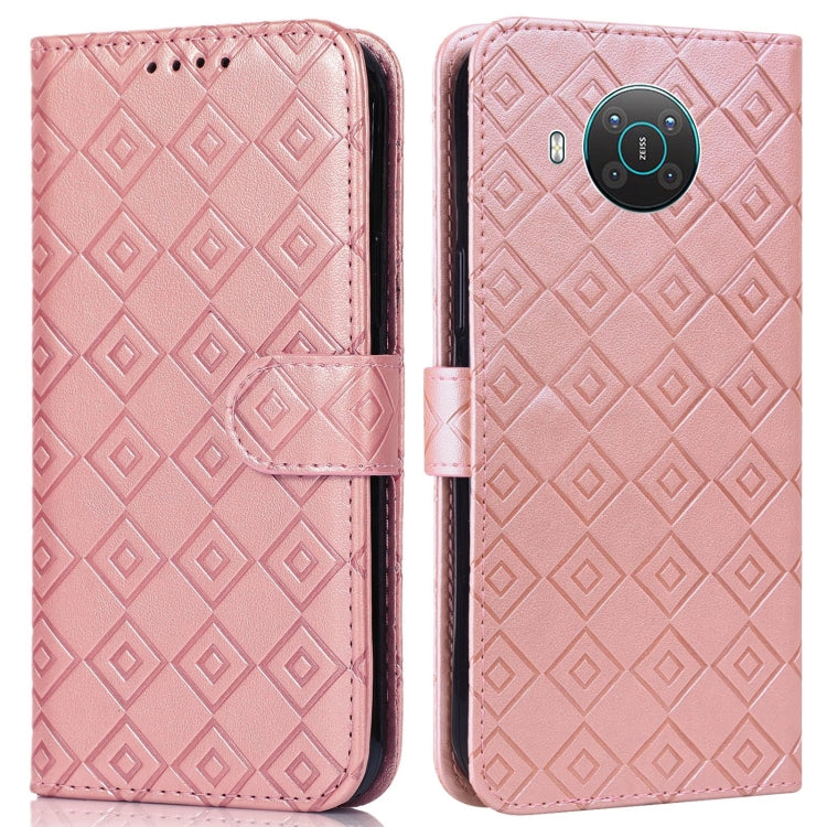 For Nokia X20 / X10 Embossed Big Small Concentric Squares Pattern Horizontal Flip Leather Case with Card Slot & Holder & Wallet