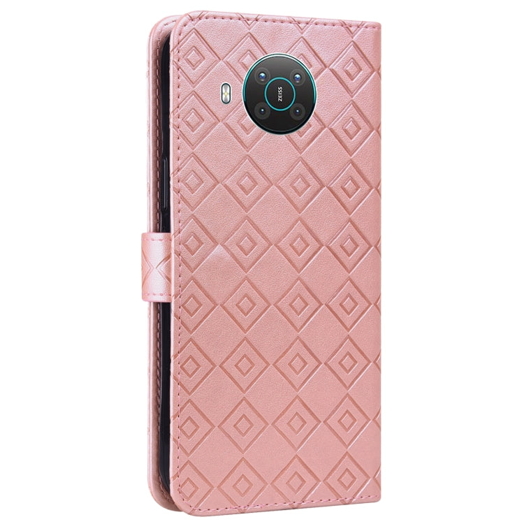 For Nokia X20 / X10 Embossed Big Small Concentric Squares Pattern Horizontal Flip Leather Case with Card Slot & Holder & Wallet