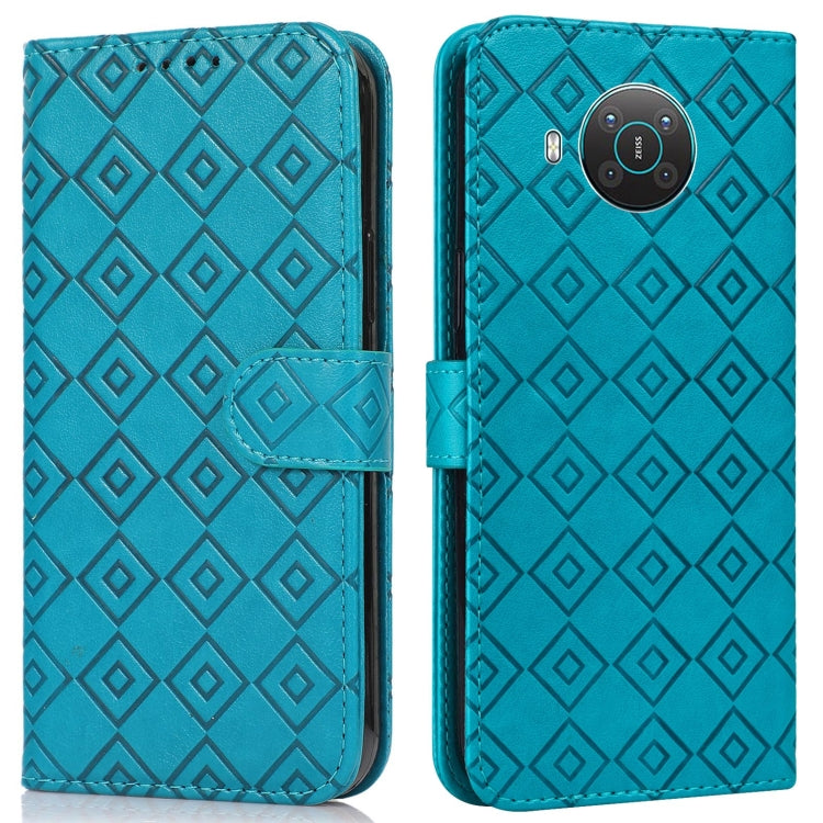 For Nokia X20 / X10 Embossed Big Small Concentric Squares Pattern Horizontal Flip Leather Case with Card Slot & Holder & Wallet