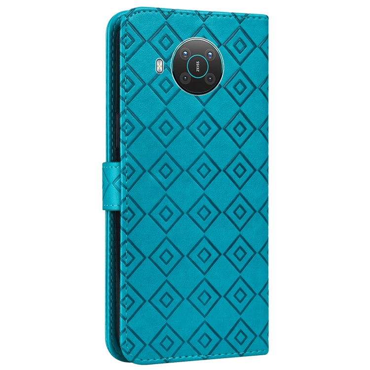 For Nokia X20 / X10 Embossed Big Small Concentric Squares Pattern Horizontal Flip Leather Case with Card Slot & Holder & Wallet